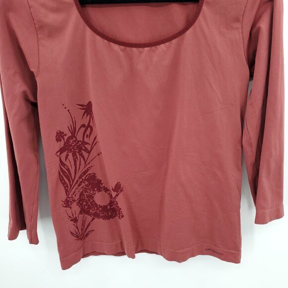 Mid-2000s Patagonia Body Nylon/Spandex Printed Scoop Neck Long Sleeve Top M Red - Picture 7 of 16